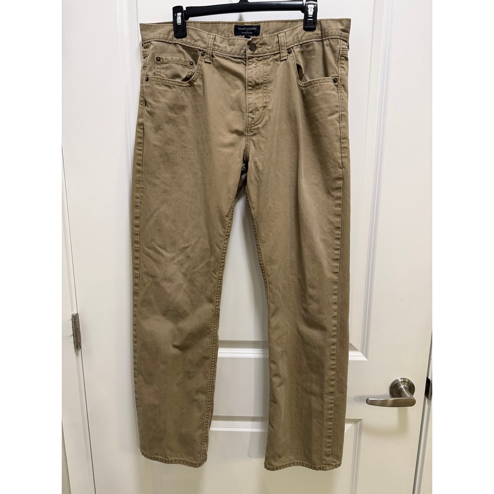 Banana Republic Vintage Straight Khaki Pants Mens 35x32 Tan Cotton Twill 5Pocket